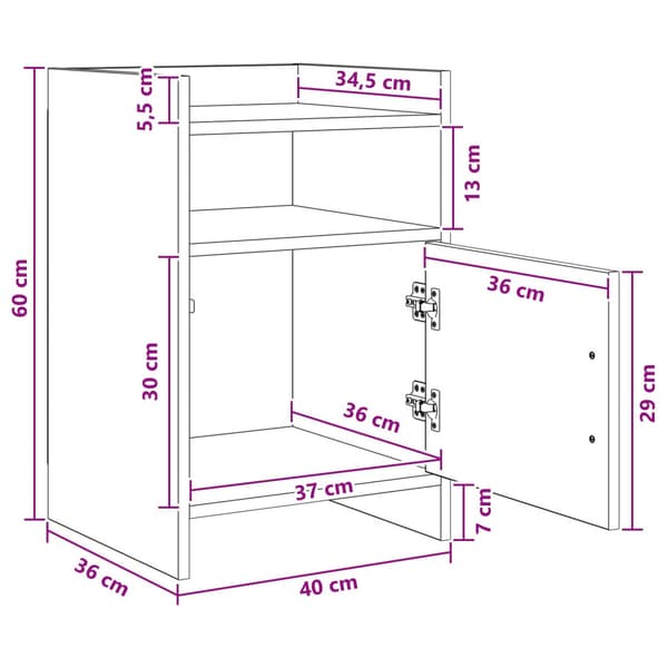 Sängbord 2 pcs Grå Sonoma 40 x 36 x 60 cm Konstruerat trä