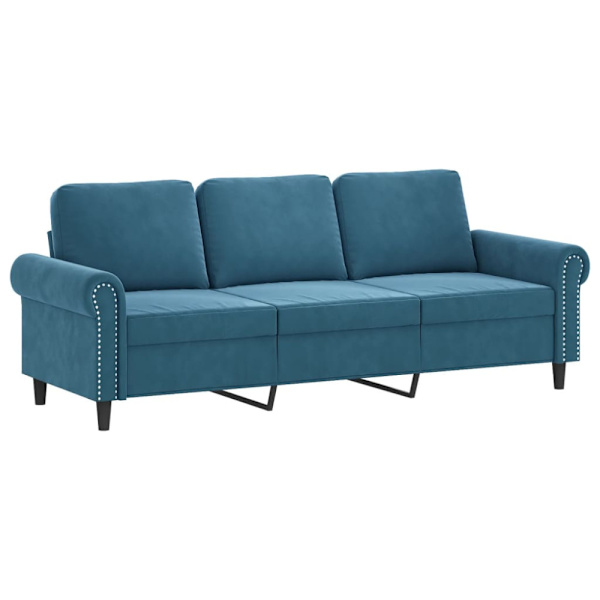 3-sitssoffa blå 180 cm sammet