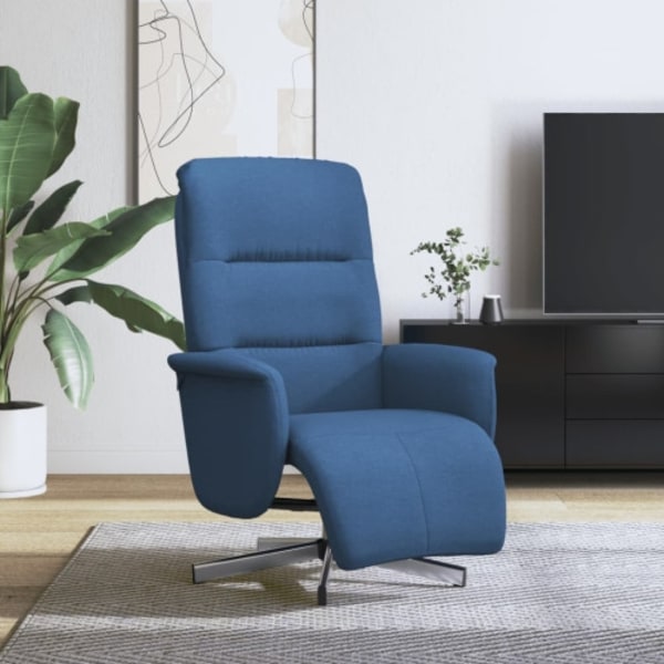 Reclinerfåtölj med fotstöd blå tyg