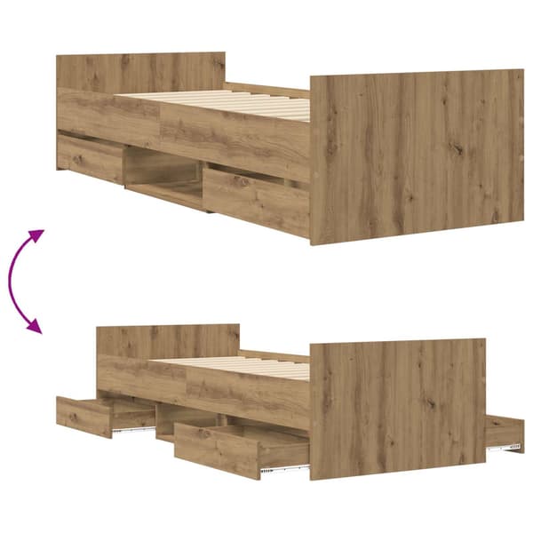 Sängram med förvaring Artisan-ek 80 x 200 cm Konstruerat trä