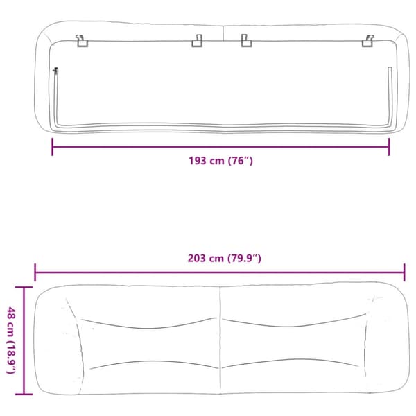 Headboard Cushion "Hvar" Light Grey 193 cm Fabric