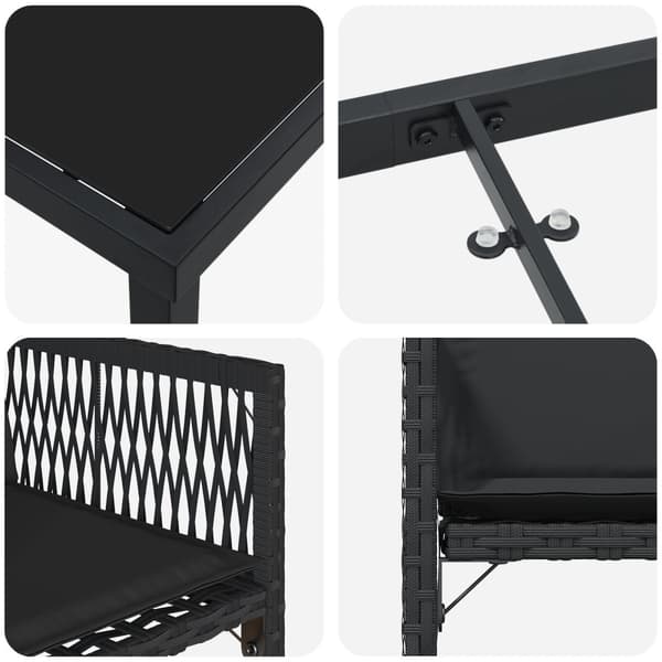 Trädgårdsmöbelset 5 pcs Svart konstrotting