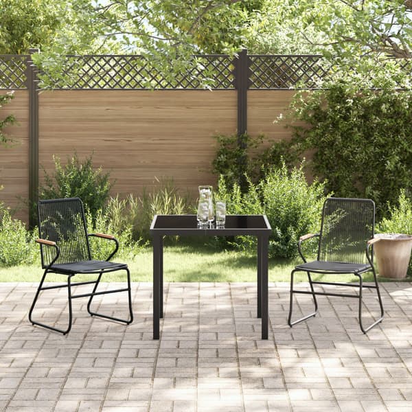 Trädgårdsmöbelset 3 pcs Svart Pulverlackerat stål