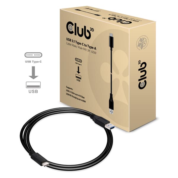 Club 3D - USB typ C-kabel - USB-C till USB - 1 m