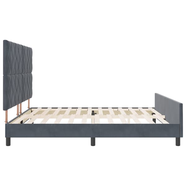Bäddfjäder med huvudgavel Mörkgrå 200 x 200 cm Sammet