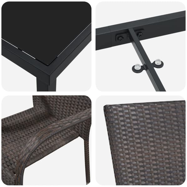 Trädgårdsmöbelset 5 pcs Brun Pulverlackerat stål