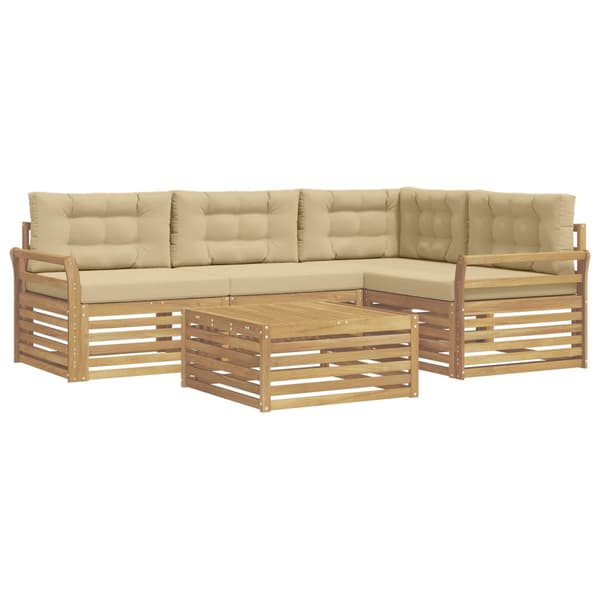 Utomhussoffset 5 pcs Vit och Beige 79 x 79 x 37 cm Polyester