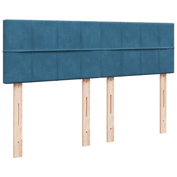 Ramsäng med madrass mörkblå 140x190 cm sammet