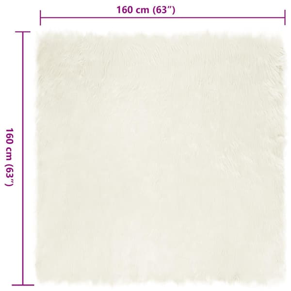 Fuskfäll matta TAFALLA Vit 160 x 160 cm Polyester