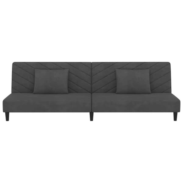 Bäddsoffa 2-sits med två kuddar mörkgrå sammet