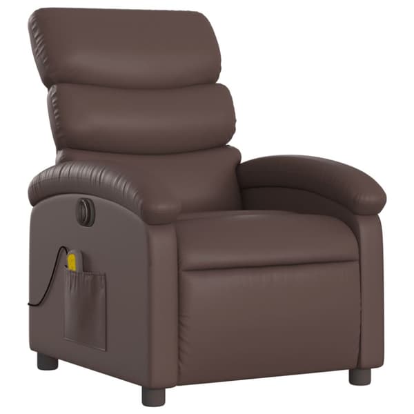 Elektrisk massagefåtölj brun konstläder