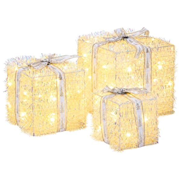 Ljusande julklapp 3 st 64 LED-lampor Varmvit