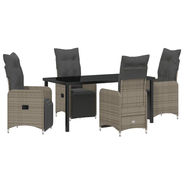 Trädgårdsmöbelset 5 pcs Grå konstrotting
