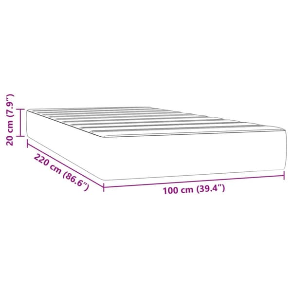 Pocketresårmadrass medium rosa 100x220x20 cm sammet