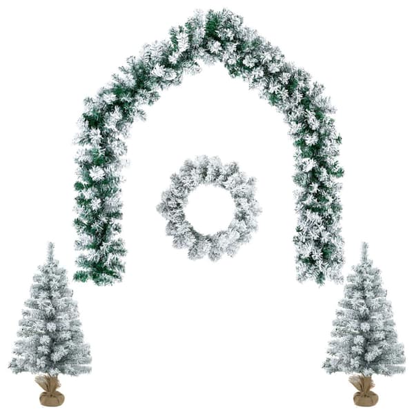 Mini-julgransset 60 cm PVC Grön och Vit