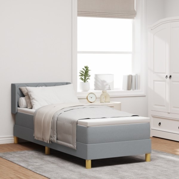 Boxspring säng med madrass Ljusgrå 80x200 cm Tyg
