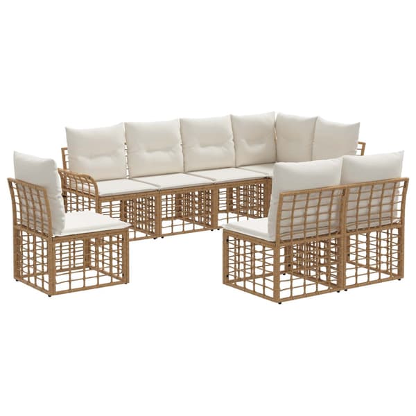 Utomhussoffset 8 pcs Naturlig och Creamvit Polyester