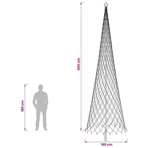 LED Julgran 500 cm 550 LED-lampor Blå Järn Svart