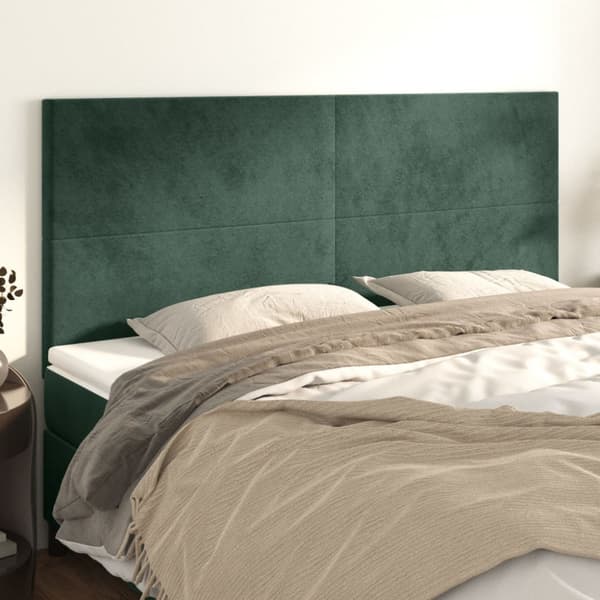 Sänggavel mörkgrön 160x5x118/128 cm sammet