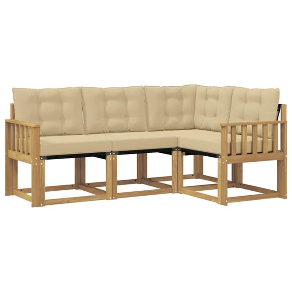 Utomhussoffset med kudde 4 pcs Vit och Beige