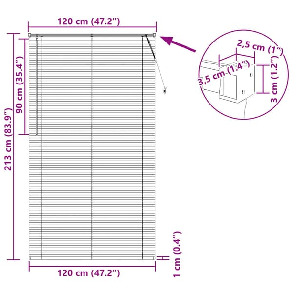 Persienn Vit 213 x 120 cm PVC