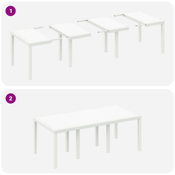 Trädgårdsmöbelset 9 pcs Vit Polypropylen