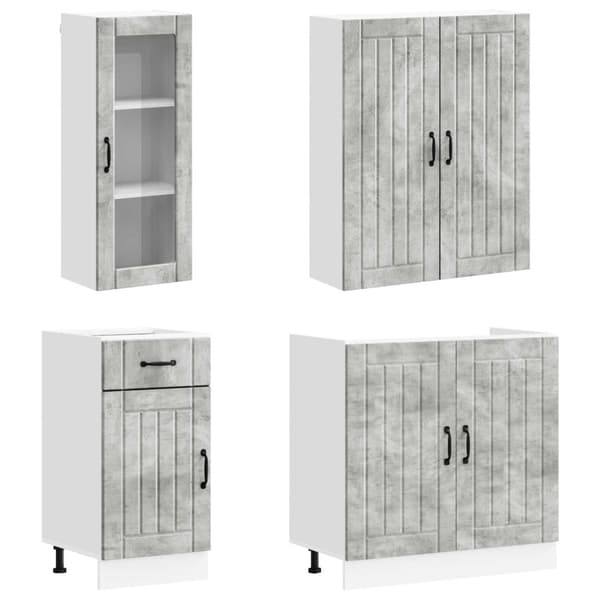 Köksenhet LUCCA 8 pcs Betonggrå Konstruerat trä