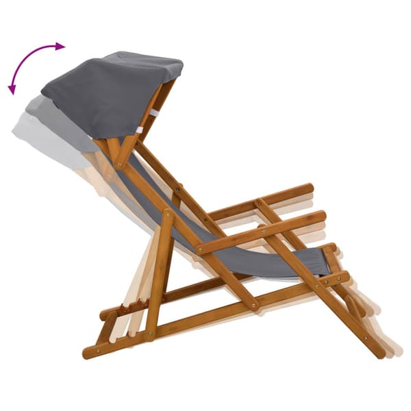 Deck Chair 3 Position Massiv Eukalyptus Trä Grå
