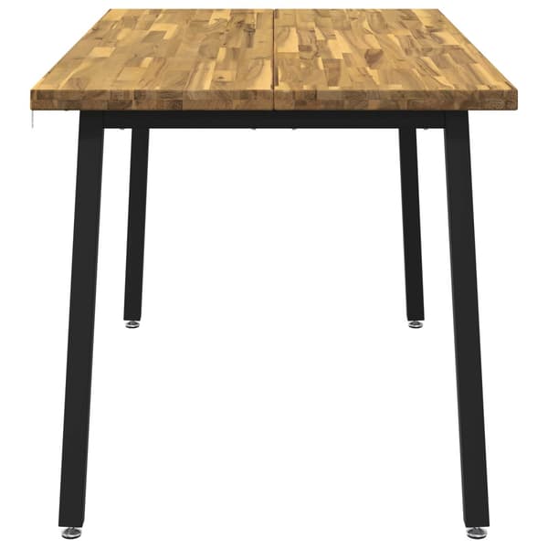 140 x 70 x 75 cm Massivt Akaciaträ Vit och svart Rektangulär