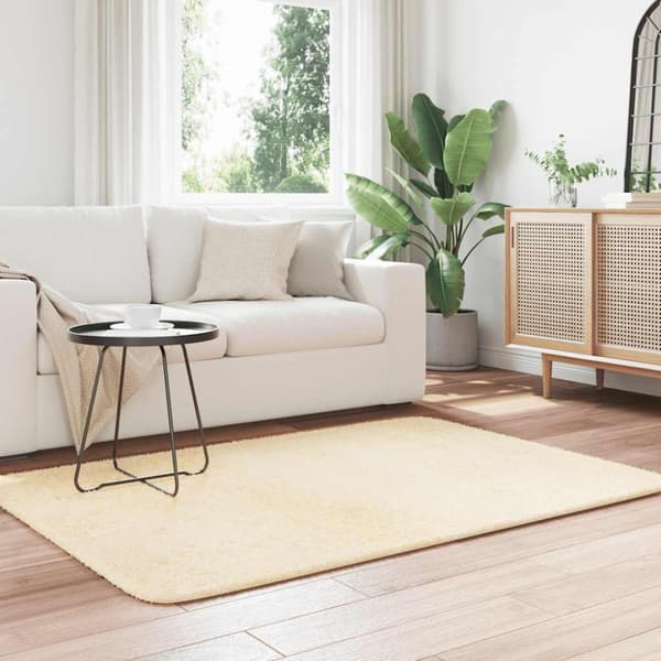 Ryamatta med lång lugg NAVARRA gräddvit 120x170 cm polyester