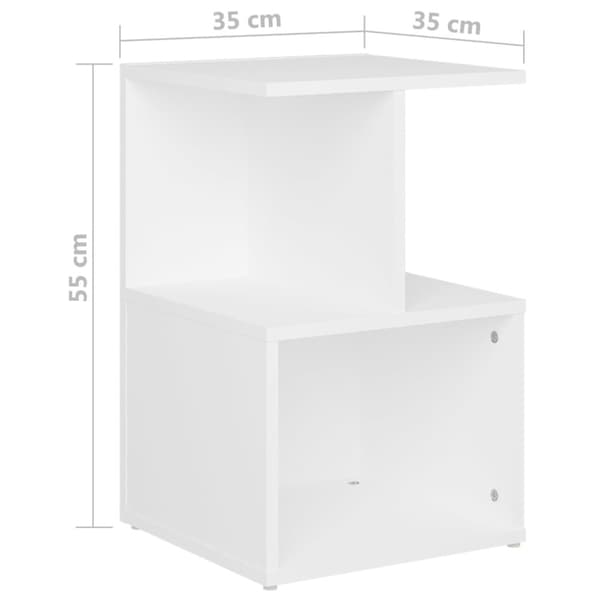 Sängbord vit 35x35x55 cm konstruerat trä