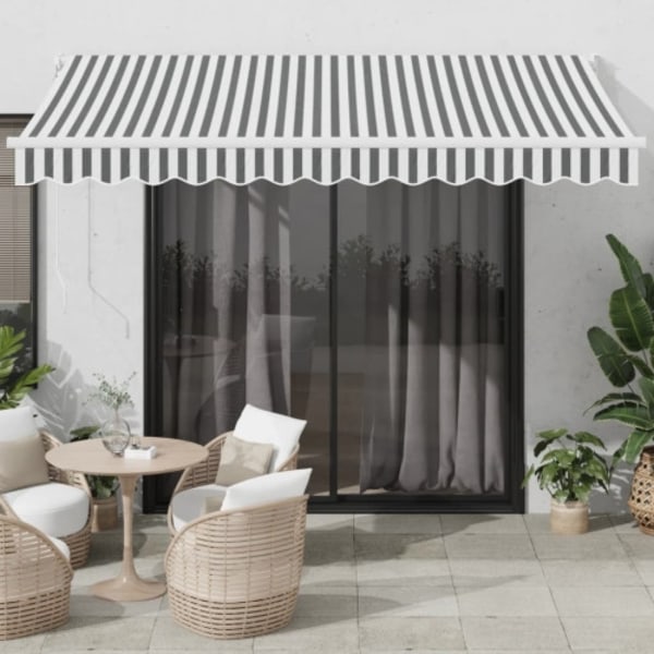 Markis infällbar antracit och vit 3,5x2,5 m tyg&aluminium