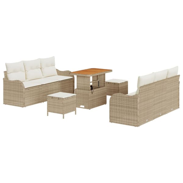 Trädgårdsoffset med kudde 9 pcs Beige och gräddfärgad