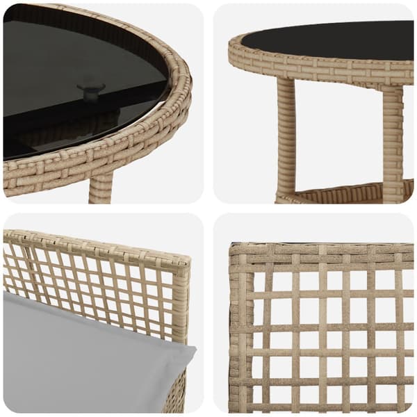 Trädgårdsmöbelset 3 pcs Beige konstrotting