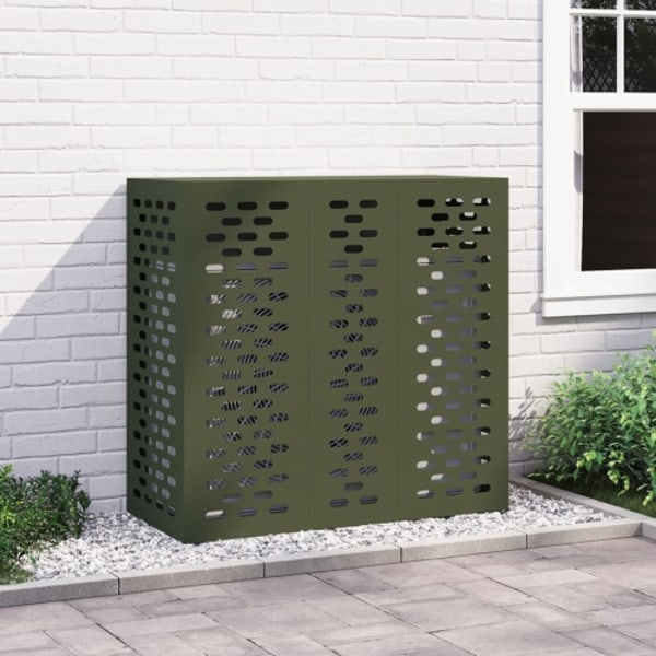 Luftkonditioneringsskydd olivgrön 110x50x105 cm stål