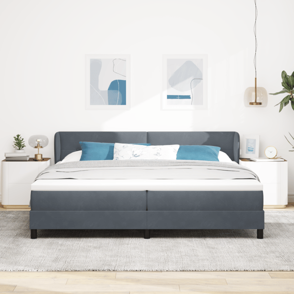 Bäddfjäder med madrass Mörkgrå 200 x 200 cm Sammet
