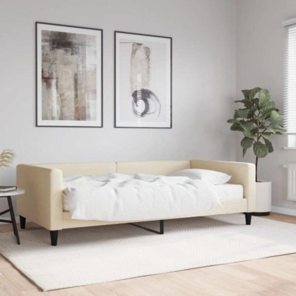 Dagbädd med madrass gräddvit 100x200 cm tyg