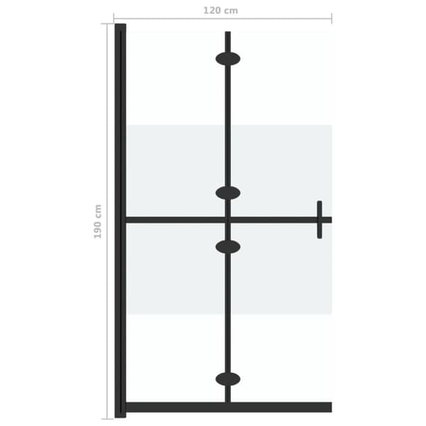 Vikbar duschvägg med halvfrostat ESG-glas 120x190 cm
