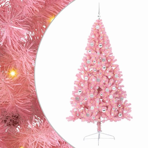 Konstgjord Förbelyst Julgran Rosa 210 cm PVC