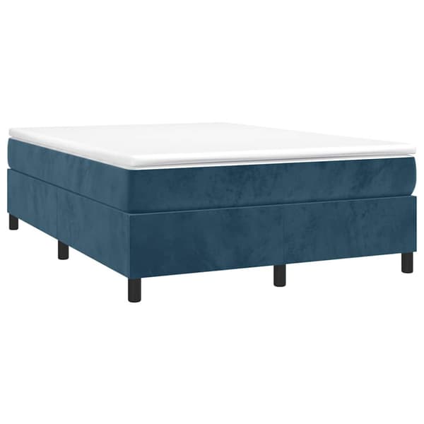 Boxspring-sängram mörkblå 140x190 cm sammet