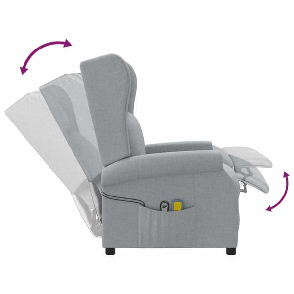 Vingback Elektrisk Massagefåtölj Ljusgrå Tyg