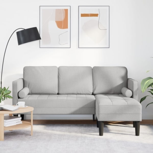 3-Sits L-formad Soffa Moln Grå 160 cm Tyg