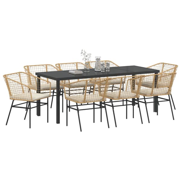 Trädgårdsmöbelset 9 pcs Brun konstrotting