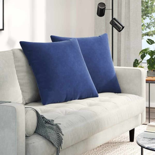 Sofakuddar 2 pcs Polisblå 80 x 80 cm Kordread tyg