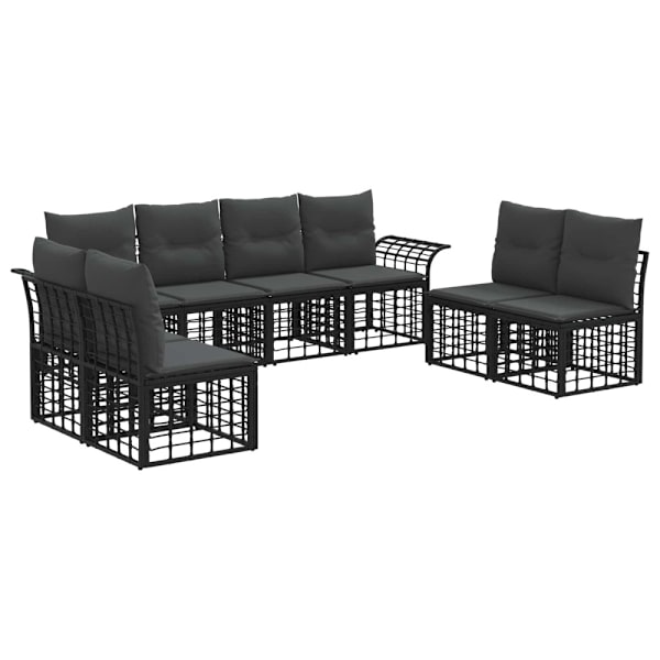 Utomhussoffset 8 pcs Svart och Mörkgrå Polyester
