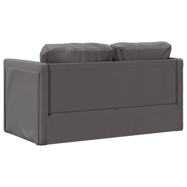 Golvbäddsoffa 2-i-1 grå 112x174x55 cm konstläder
