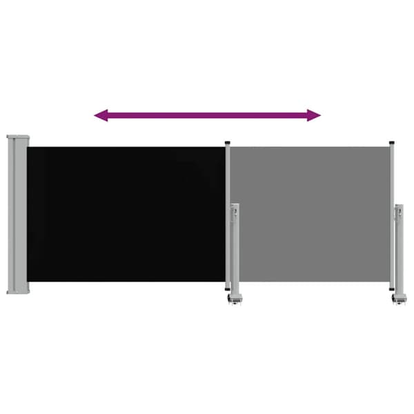 Infällbar sidomarkis 100 x 300 cm svart