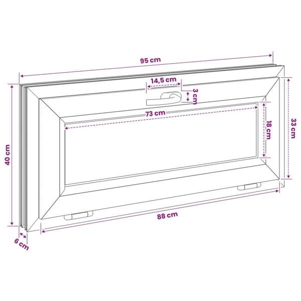 Tilt källarfönster RISOR 95 x 40 cm PVC och klart glas