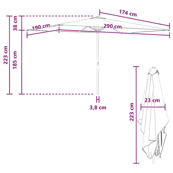 Trädgårdsparasol 200 x 300 cm Polyester Rektangulär Gräddvit