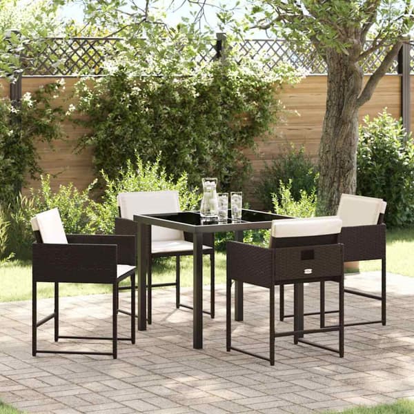 Trädgårdsmöbelset 5 pcs Brun konstrotting